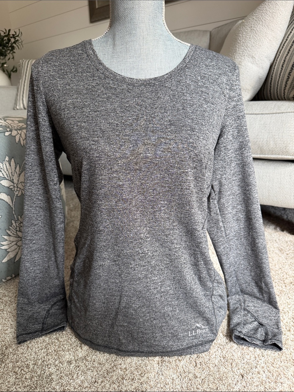 L.L. Bean Women's Heather Black Long Sleeve Top